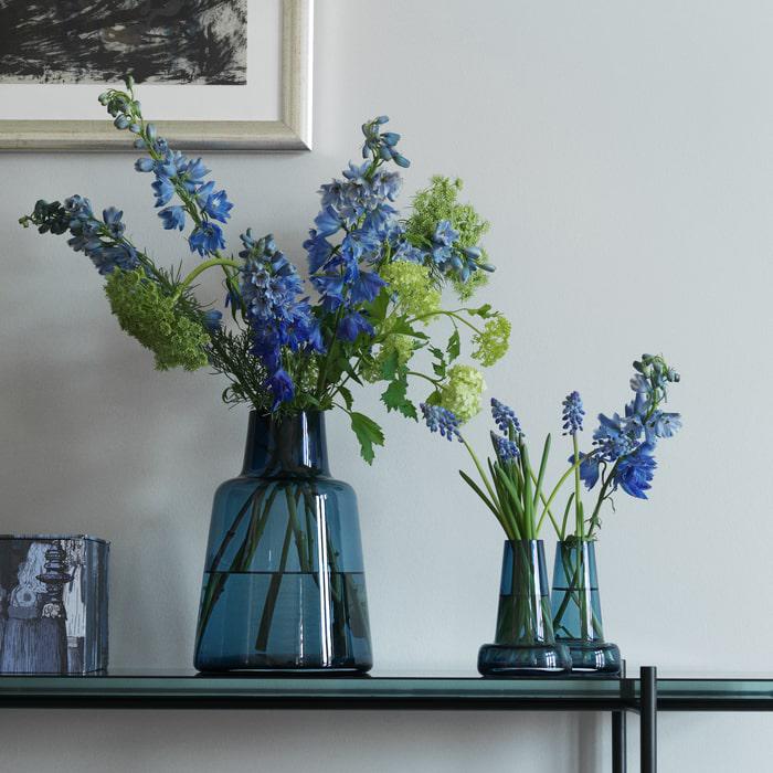 Holmegaard Flora Vase, Dark Blue, H: 9.4