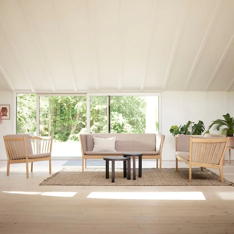 FDB Møbler J146 Armchair, Nature Lacquered Oak/Light Grey