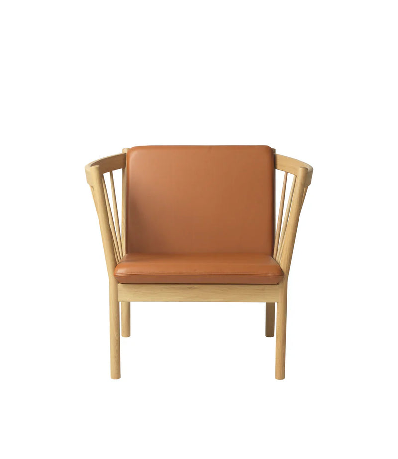 FDB Møbler J146 Armchair, Nature Lacquered Oak/Cognac Leather