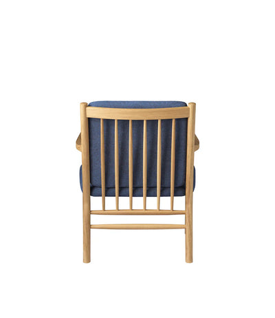 FDB Møbler J147 Armchair, Nature Lacquered Oak/Dark Blue