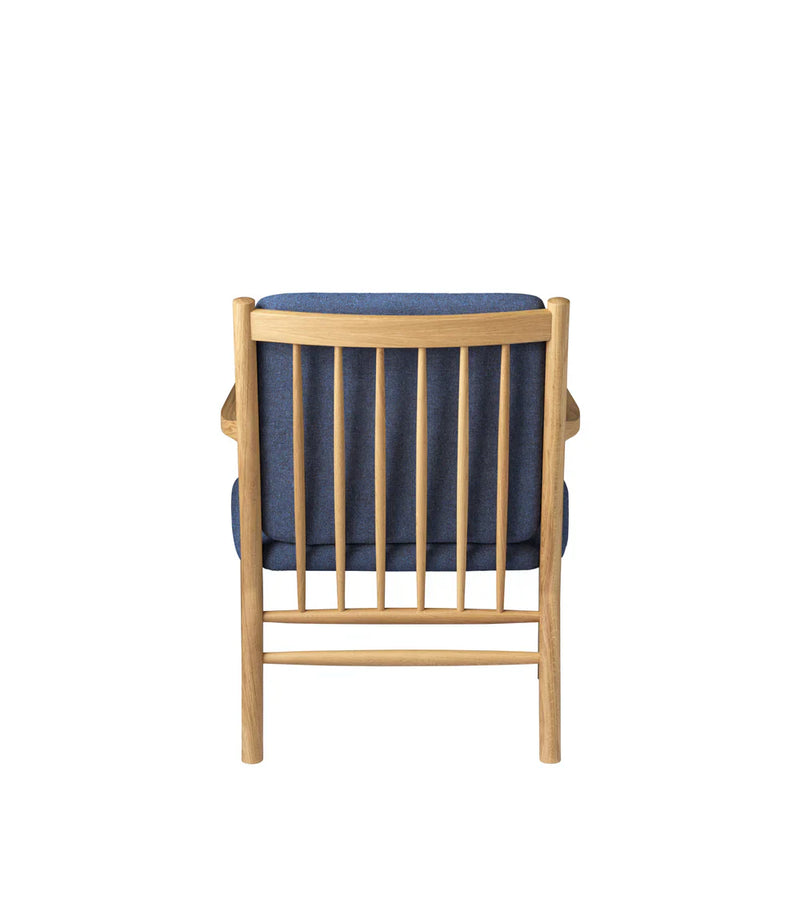 FDB Møbler J147 Armchair, Nature Lacquered Oak/Dark Blue