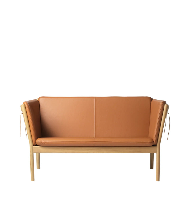 FDB Møbler J148 2 Pers. Couch, Nature Lacquered Oak/Cognac Leather
