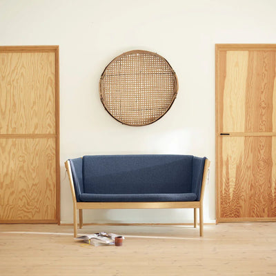 FDB Møbler J148 2 Pers. Couch, Nature Lacquered Oak/Dark Blue