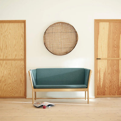 FDB Møbler J148 2 Pers. Couch, Nature Lacquered Oak/Green