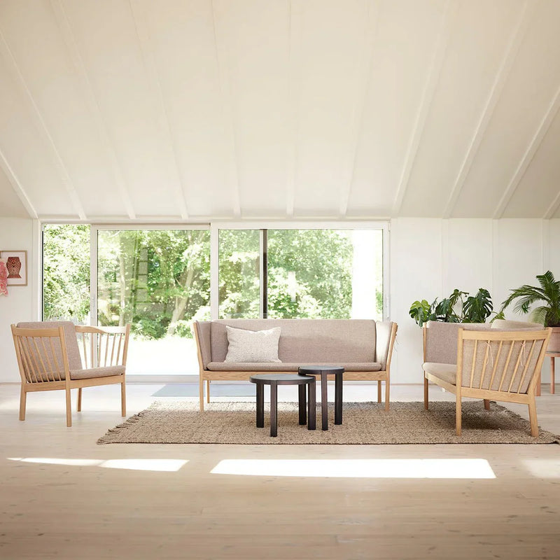 FDB Møbler J149 3 Pers. Couch, Nature Lacquered Oak/Beige