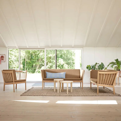 FDB Møbler  J149 3 Pers. Couch, Nature Lacquered Oak/Brown