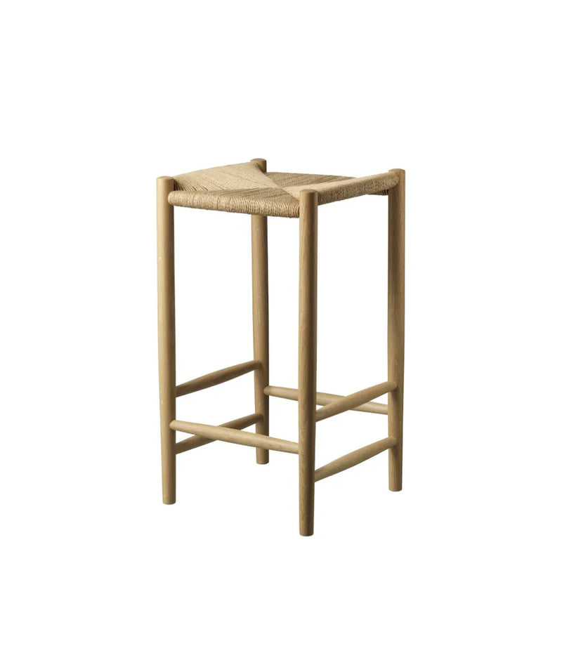 FDB Møbler J164C Counter Stool, Nature Lacquered Oak, Squared
