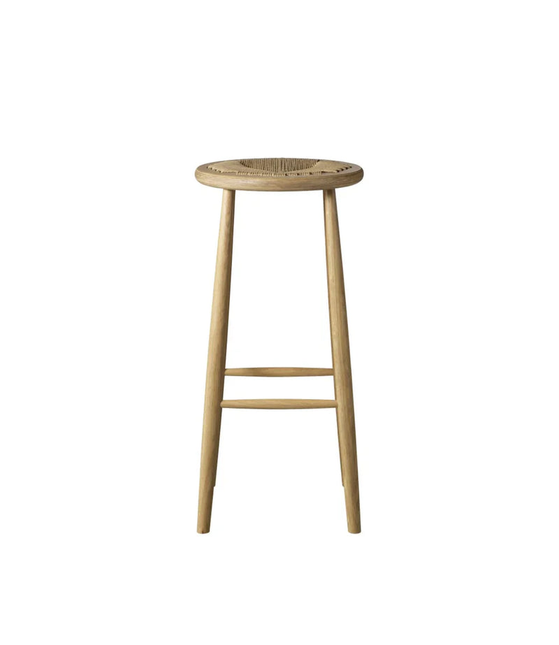 FDB Møbler J165B Bar Stool, Nature Lacquered Oak, Round