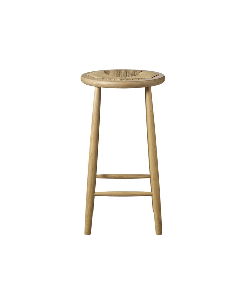 FDB Møbler J165C Counter Stool, Nature Lacquered Oak, Round