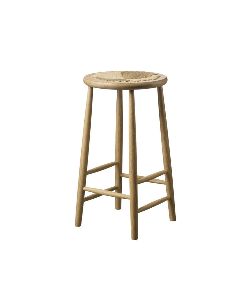 FDB Møbler J165C Counter Stool, Nature Lacquered Oak, Round