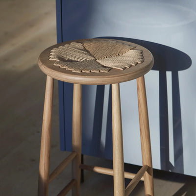 FDB Møbler J165C Counter Stool, Nature Lacquered Oak, Round
