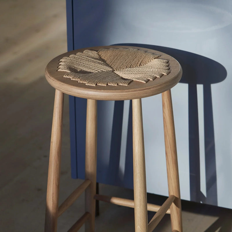 FDB Møbler J165C Counter Stool, Nature Lacquered Oak, Round