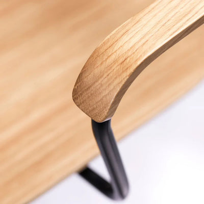 FDB Møbler J183 Holmen Stackable Chair w/Armrests, Steel Black/Nature Veneer