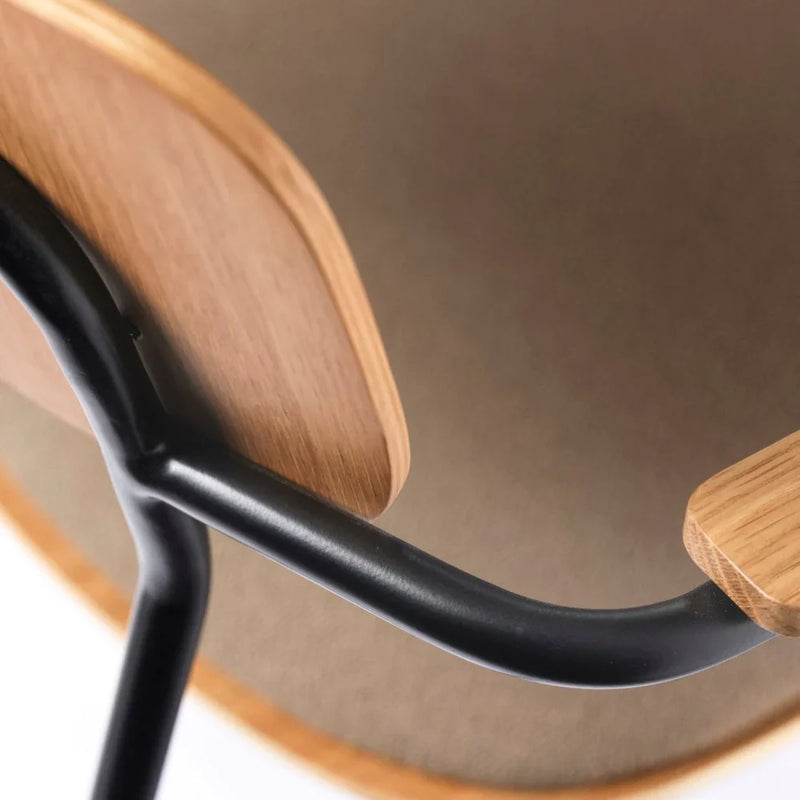 FDB Møbler J183 Holmen Stackable Chair w/Armrests, Steel Black/Taupe