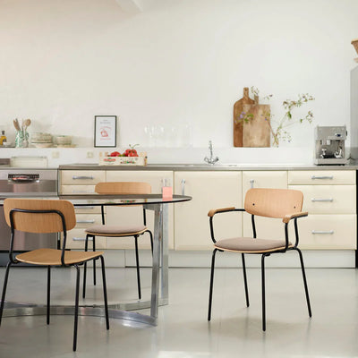 FDB Møbler J183 Holmen Stackable Chair w/Armrests, Steel Black/Taupe