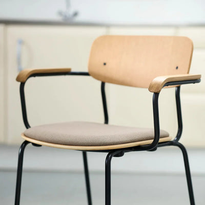 FDB Møbler J183 Holmen Stackable Chair w/Armrests, Steel Black/Taupe