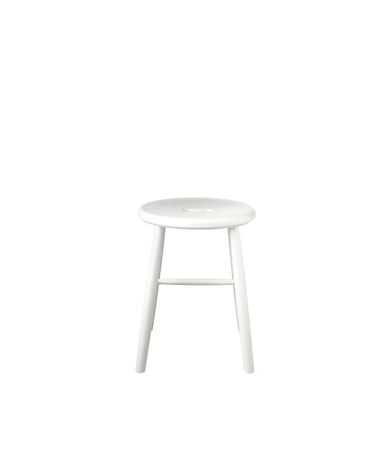 FDB Møbler J27 Stool, Pure White Painted Beech