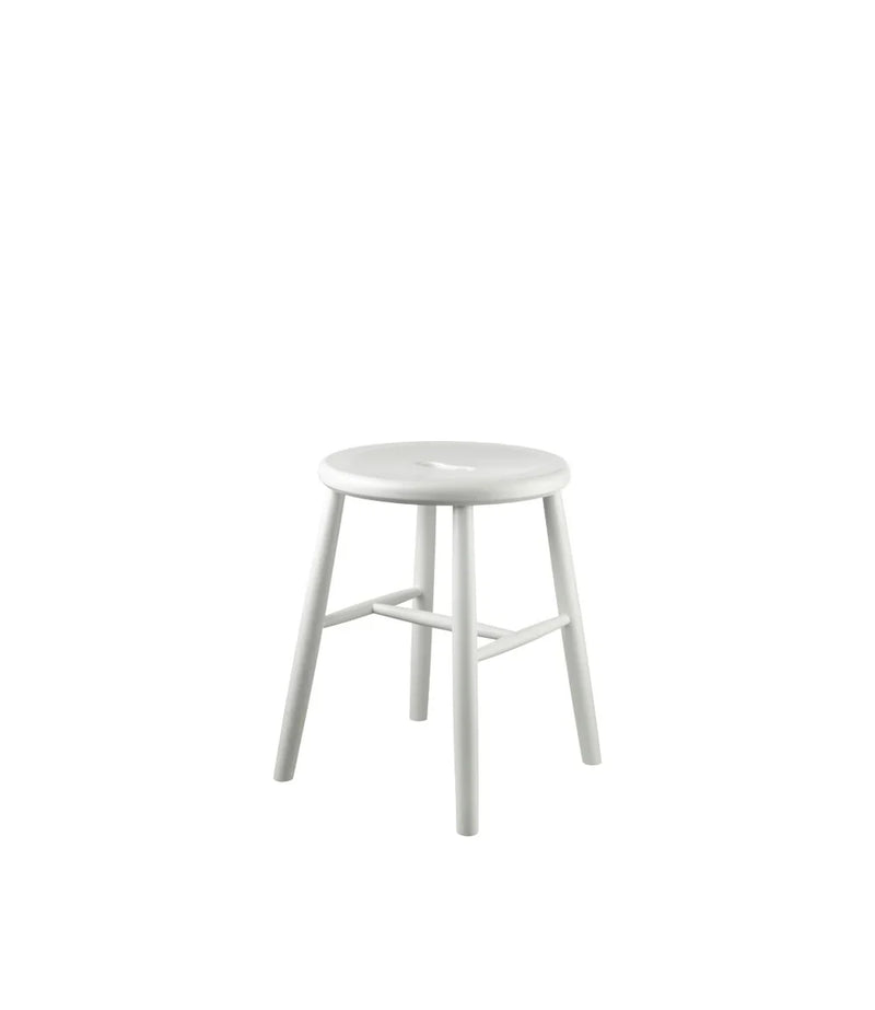 FDB Møbler J27 Stool, Pure White Painted Beech