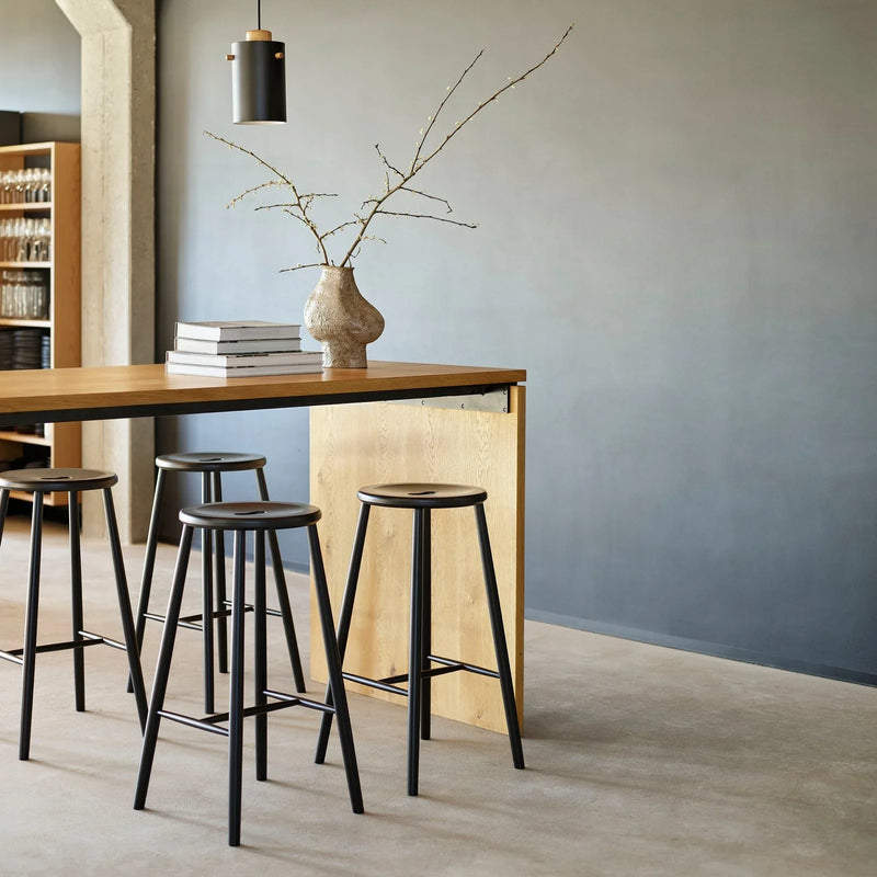 FDB Møbler J27B Bar Stool, Jet Black Painted Beech
