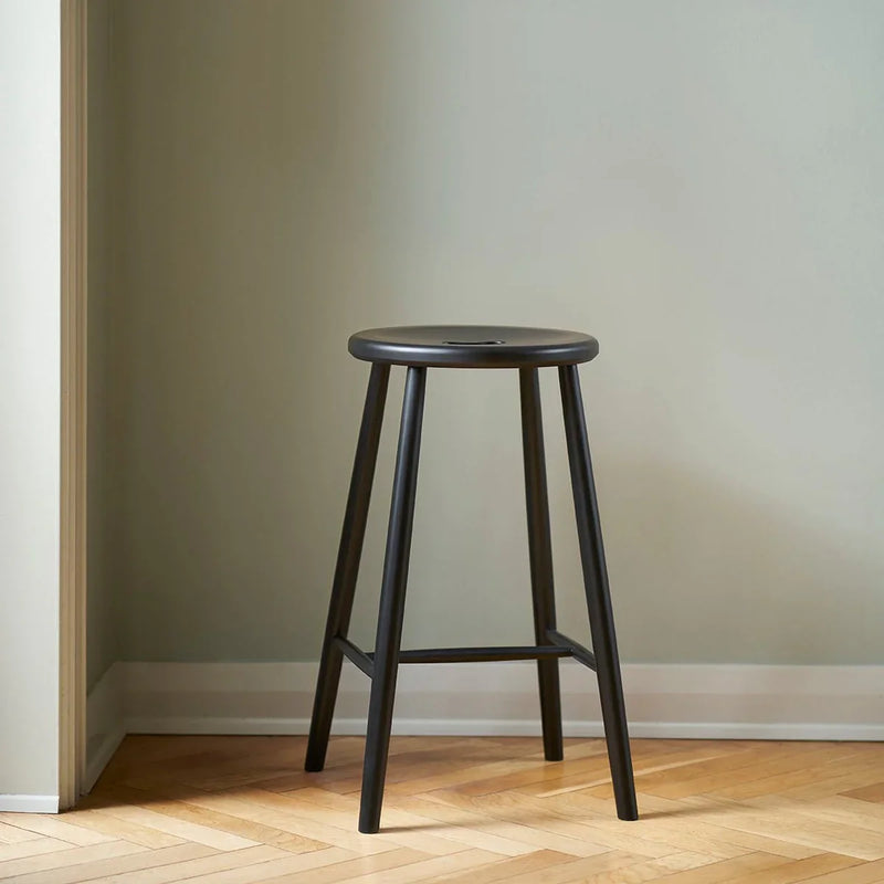 FDB Møbler J27C Counter Stool, Jet Black Painted Beech