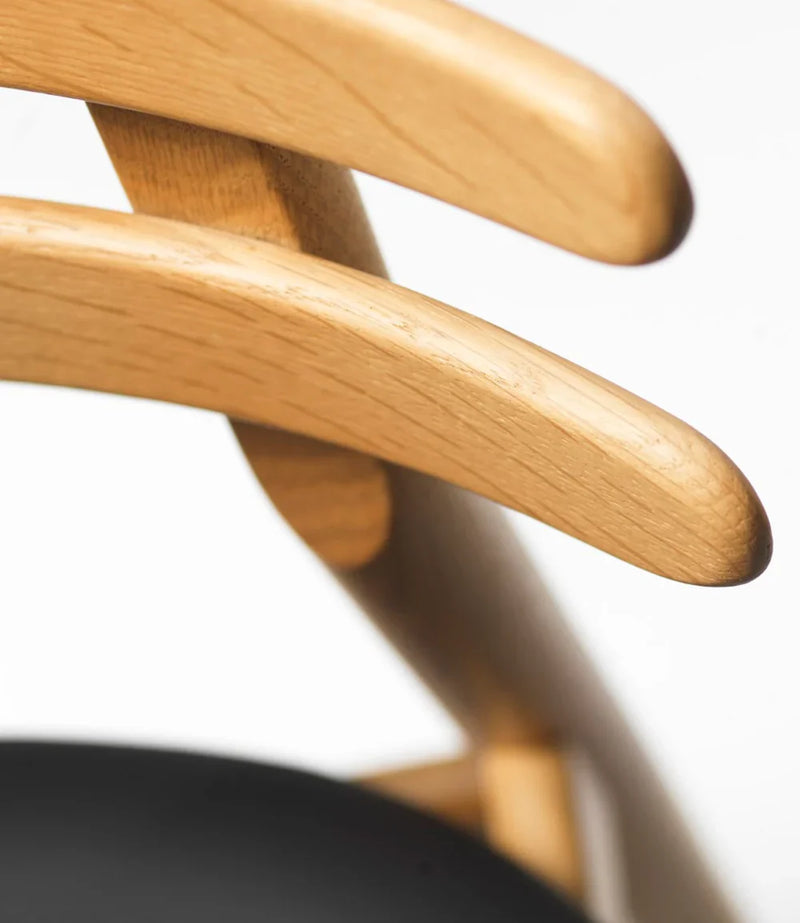 FDB Møbler J48 Chair, Nature Oiled Oak/Black Leather, 2 pcs.