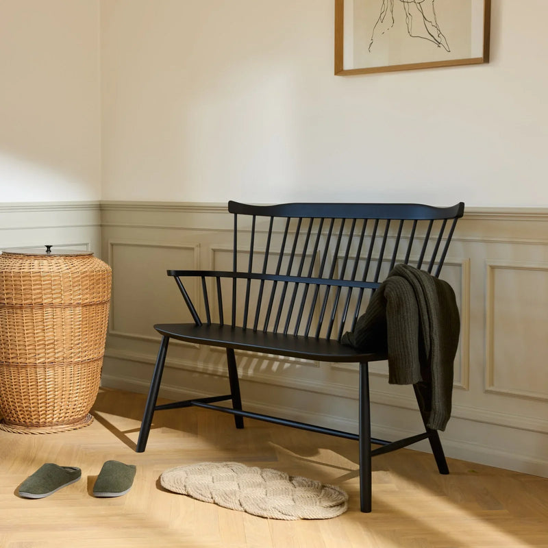 FDB Møbler J52D Bench, Jet Black Painted Beech