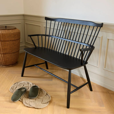 FDB Møbler J52D Bench, Jet Black Painted Beech