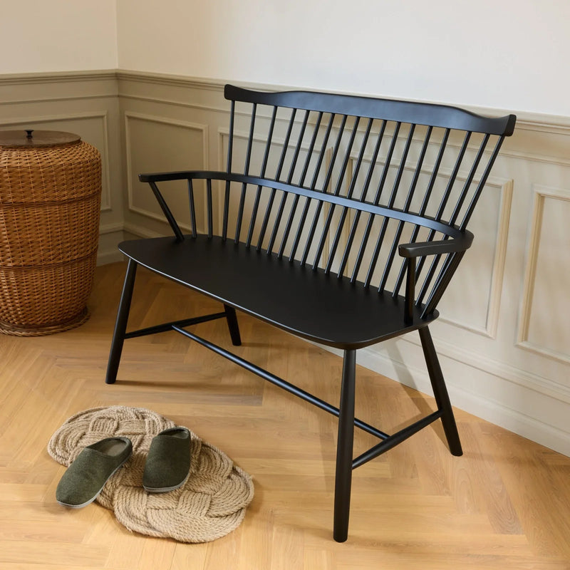 FDB Møbler J52D Bench, Jet Black Painted Beech
