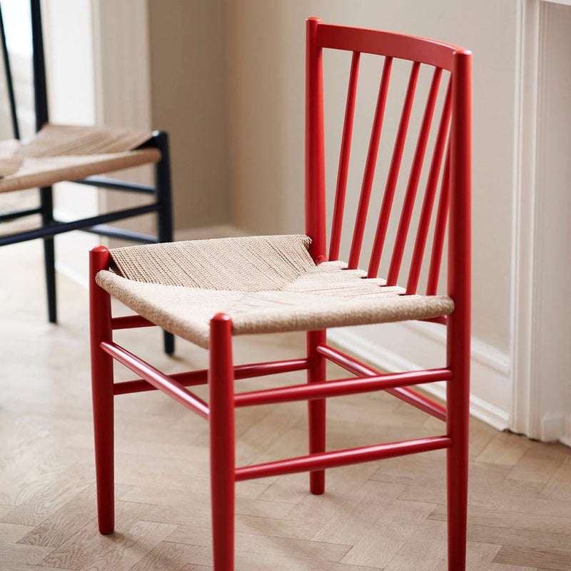 FDB Møbler J80 Chair, Ruby Red Painted Beech