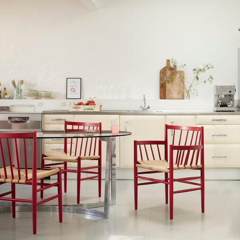 FDB Møbler J81 Chair, Ruby Red Painted Beech