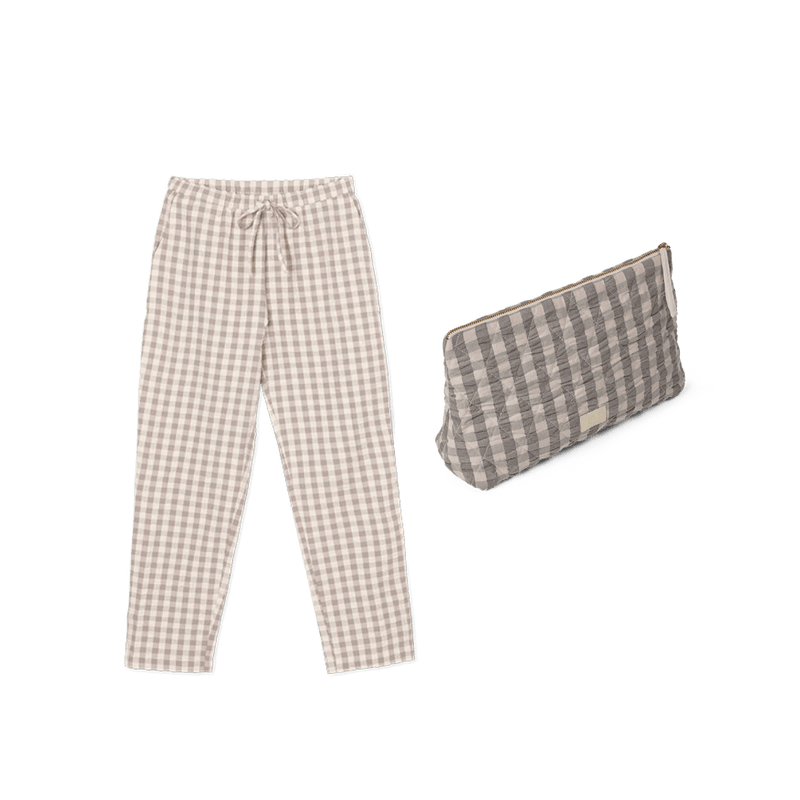 JUNA Karla Toiletry Bag & Barbara Lounge Pant Set, Grey/Birch