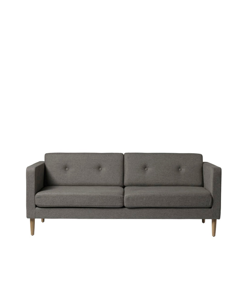 FDB Møbler L42 Firhøj 2,5 Pers. Couch, Nature Lacquered Oak/Grey