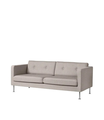 FDB Møbler L42 Firhøj 2,5 Pers. Couch, Brushed Steel Metal/Beige/Grey