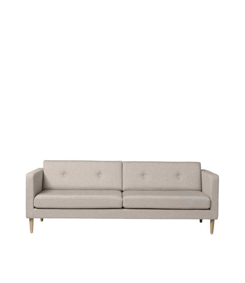 FDB Møbler L42 Firhøj 2,5 Pers. Couch, Nature Lacquered Oak/Beige/Grey