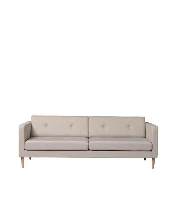 FDB Møbler L42 Firhøj 3 Pers. Couch, Nature Lacquered Oak/Beige/Grey