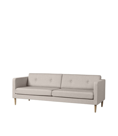 FDB Møbler L42 Firhøj 2,5 Pers. Couch, Nature Lacquered Oak/Beige/Grey