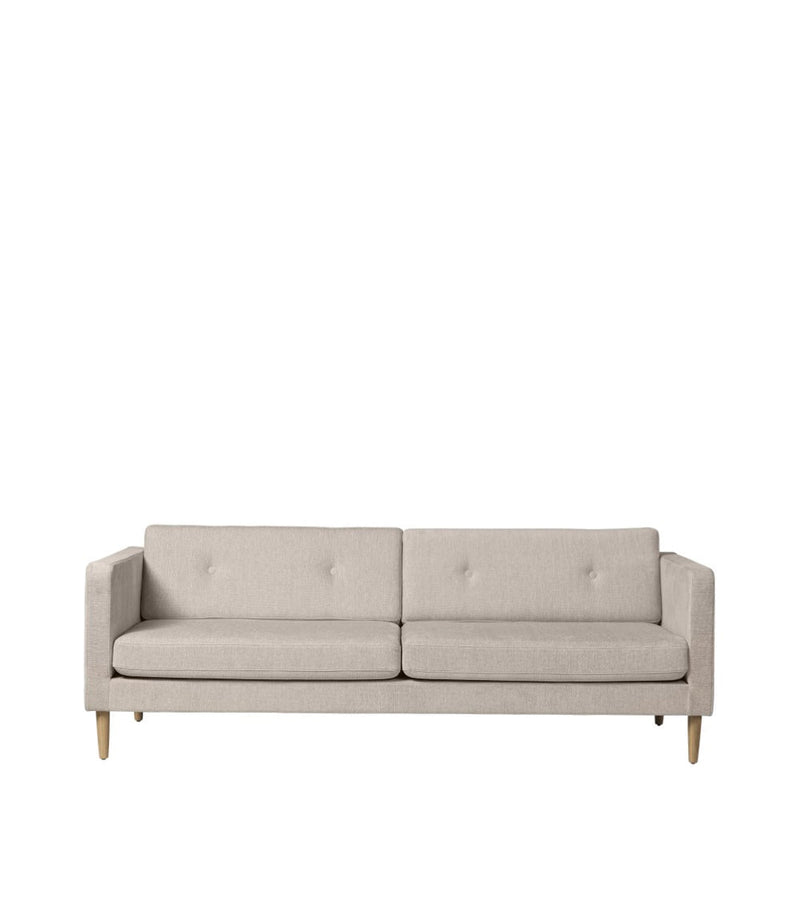 FDB Møbler L42 Firhøj 2,5 Pers. Couch, Nature Lacquered Oak/Beige