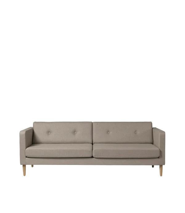 FDB Møbler L42 Firhøj 3 Pers. Couch, Nature Lacquered Oak/Light Brown