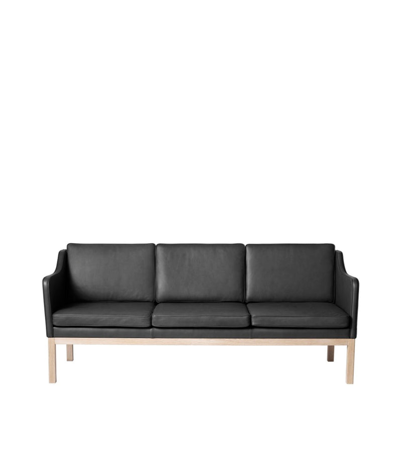 FDB Møbler L43 MK46 3 Pers. Couch, Nature Lacquered Oak/Black Leather