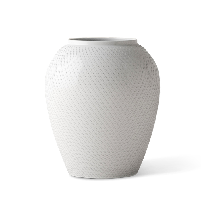 Lyngby Rhombe Vase, White, H: 9.8"