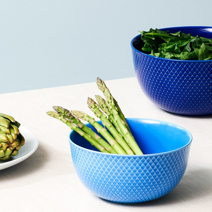 Lyngby Porcelæn Rhombe Color Serving Bowl, Blue, Ø: 6.9
