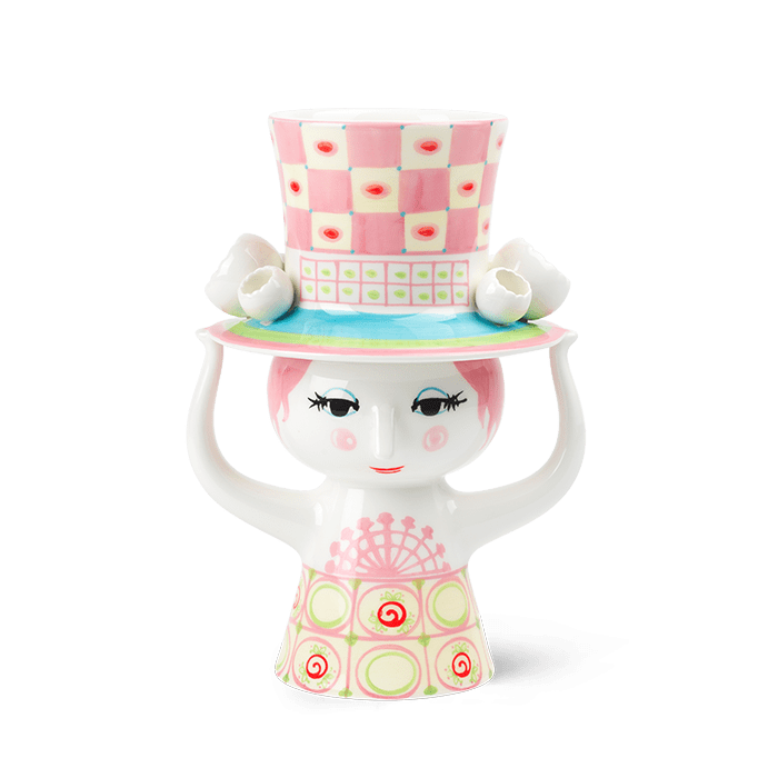 Bjørn Winblad Lady With Hat Vase, Pink/Yellow