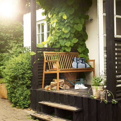 FDB Møbler M12 Sammen 2 Pers. Garden Bench With Backrest, Solid Nature Oiled Teak