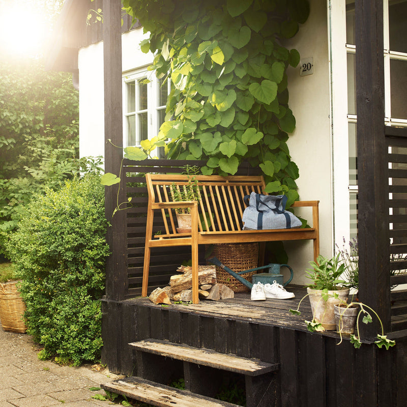 FDB Møbler M12 Sammen 2 Pers. Garden Bench With Backrest, Solid Nature Oiled Teak