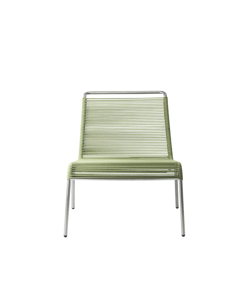 FDB Møbler M20L Teglgaard Lounge Cord Chair, Stainless Steel/Brushed Green