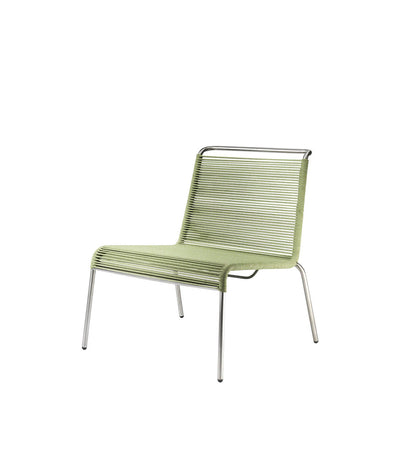 FDB Møbler M20L Teglgaard Lounge Cord Chair, Stainless Steel/Brushed Green