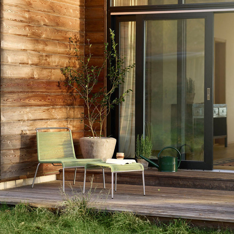 FDB Møbler M20L Teglgaard Lounge Cord Chair, Stainless Steel/Brushed Green