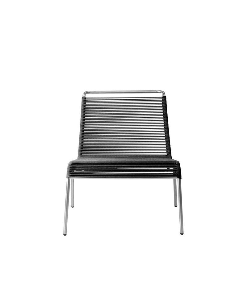 FDB Møbler M20L Teglgaard Lounge Cord Chair, Stainless Steel/Brushed Black