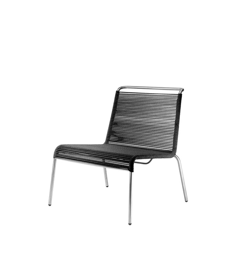 FDB Møbler M20L Teglgaard Lounge Cord Chair, Stainless Steel/Brushed Black