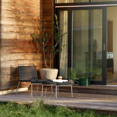 FDB Møbler M20L Teglgaard Lounge Cord Chair, Stainless Steel/Brushed Black